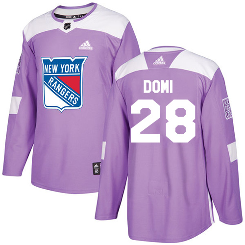 Adidas Rangers #28 Tie Domi Purple Authentic Fights Cancer Stitched NHL Jersey - Click Image to Close